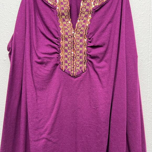 Lane Bryant Sequin Top Womens 26/28 Cotton Stretch Party Cocktail Event Evening - Picture 4 of 10